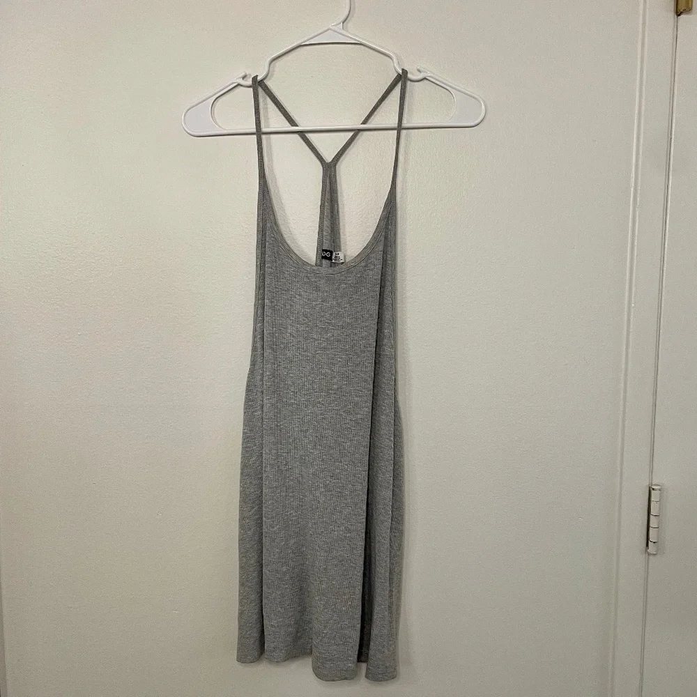 Grey Ribbed Racerback Tank Dress - Picture 3 of 15